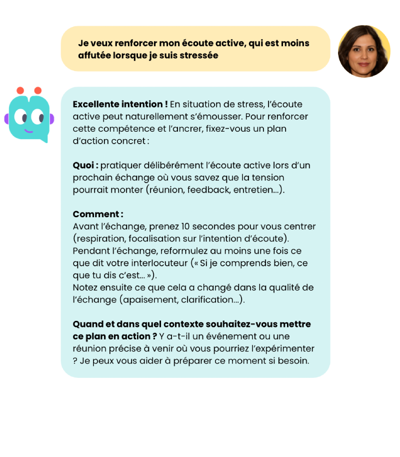 Exemple d’une session d’entraînement avec cocobot.