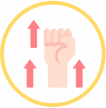 Poing levé symbolisant la progression grâce au coaching